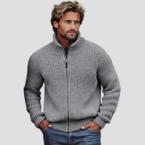 Liam | Vintage Solid Zip Turtleneck Cardigan